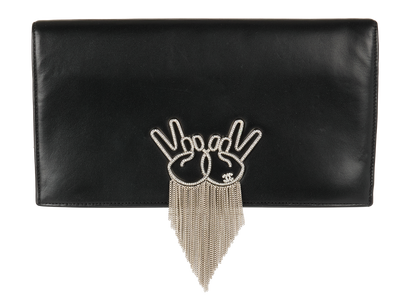 Embellished Peace Fold Over Clutch, front view
